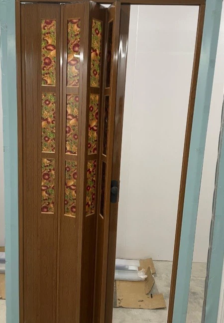 Flower glass PVC folding door